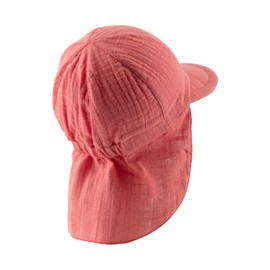 Sterntaler Peaked Cap Neck Plain – Girls' Hat Made of Airy Cotton Muslin – Summer Hat with Neck Protection – Sun Hat for Tying – Baby and Children's Headpiece, coral