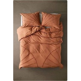 DecorAvenue 100% Cotton Hand Tufted Textured Duvet Cover Boho Bedding Comforter Cover Set of 3 Pieces with Corner Ties & Zip Closures (Terracotta, Over Size 98 x 120 Inches)