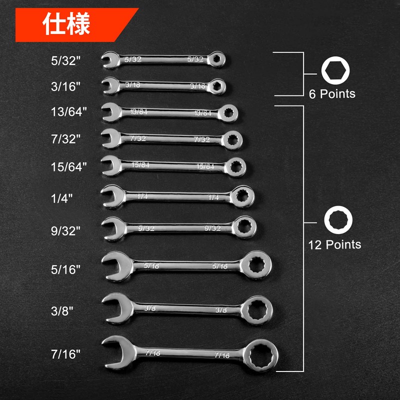 LEONTOOL Mini Spanner Set, Ultra Thin Combination Spanner Set, 10