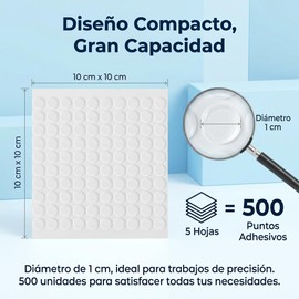 500 Piezas Puntos Adhesivos Redondos Transparentes, Cinta Doble Cara Removible para Manualidades, Decoración, Posters y Oficina, Pegamento Fuerte sin Rastro