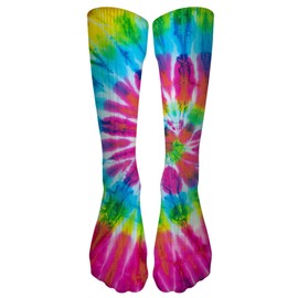 HLUONGTN Tie Dye Socks, Novelty Colorful Socks Unisex Long Crew Socks Crazy Fun Casual Pattern Socks for Teens Boys Girls (Spandex, Color J)