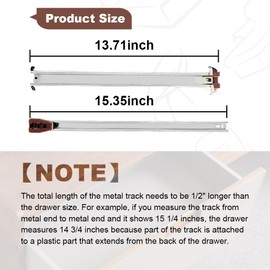 Drawer Slides Center Track for Kenlin Rite-Trak II Rails Kit, 15 Inch Drawer Metal Slides with Stop & Roller, Replacement for Dresser Nightstand Wardrobe Cabinet Drawer Tracks and Rails Kits (1 Pack)