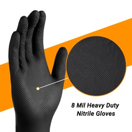 ENPOINT 100 PCS guantes de nitrilo negro de 8 mil de grosor, talla grande para mujeres y hombres, desechables resistentes a productos químicos, sin látex, guantes de trabajo negros para hombres de