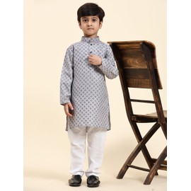 Pro-Ethic Style Developer - Juego de Kurta de algodón indio para niños, ropa étnica india, diseño floral, paquete de 1 (S-221), Azul, 8-9 Años