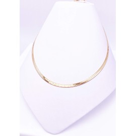 LESLIE BOULES 18K Gold Plated Flat Snake Chain Necklace Choker Jewelry for Women (16)