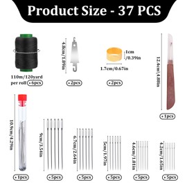 37Pcs Sewing Tool Set, Leather Sewing Needle and Thread Kit, Mini Travel Sewing Kit for Adults Kid Beginners Canvas DIY Upholstery Carpet Awning Car Seat Repair