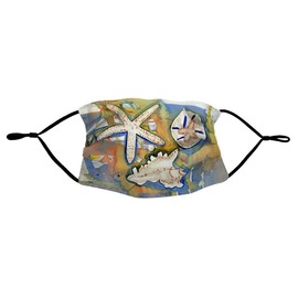Betsydrake MA603 Beach Treasures Face Mask Multicoloured