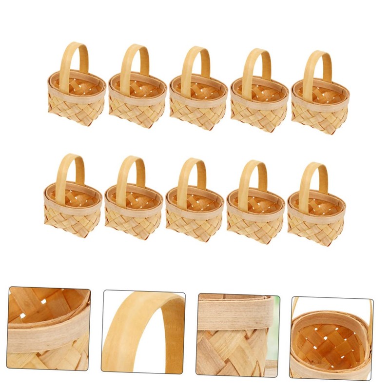STOBAZA 2sets Tiny Woven Baskets Miniature Flower Baskets Seagrass Wedding