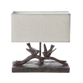 Creative Co-Op DE7675 Rustic Bird Lamp with Rectangle Shade 12.5" Length by 12" Height