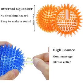 yenlk Squeaky Dog Ball Toys, 6 Pack -Dogs Chew Spiky Ball, Floatable Dog Pool toy, Toss Fetch Toys for Puppy, Rubber TPR Dog Chew Toys for Boredom, Teeth Cleaning for Small and Medium Dogs