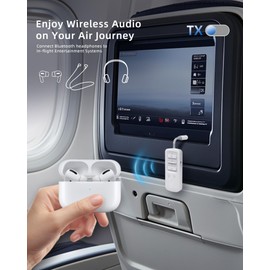 YOCOWOCO Airplane Bluetooth 5.2 Transmitter Receiver for 2 AirPods or Headphones, Wireless Audio Adapter for Plane, TV, Gym, Travel, Compatible with 3.5mm Aux Jack on Car and Home Stereo (White)