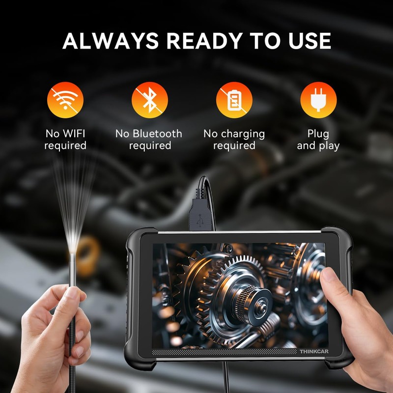THINKCAR TES102 Endoscope Camera with Light, 0.21 Inch HD Borescope