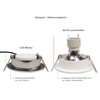 LED recessed spotlight flat 230 V dimmable set round brushed