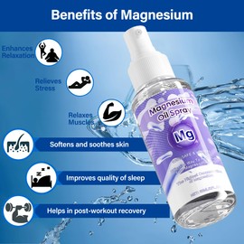 Magnesium Oil Spray, Magnesium Oil Skin & Body Extra Strength, 60Ml 100% Pure Organic Magnesium Chloride Oil Spray, Magical Magnesium Skin Spray for Feet, Sleep, Relax, Easy to Absorb and Use