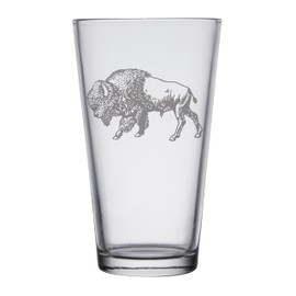 HullSpeed Designs Bison - Buffalo Engraved Pint & Beer Glasses (Set of 2)