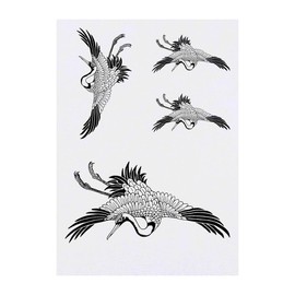 Azeeda 4 x 'Japanischer Kranich' Temporäre Tattoos - Wasserfest, Hautfreundlich & Ungiftig · Transfers in Verschiedenen Größen (TO00076134)