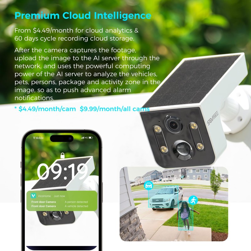 Vicohome 2CG6L Best 2K Solar Security Camera Wireless Outdoor System,No