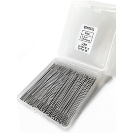 VONEEDL 250 Large Eye Sharp Needles - Easy to Thread Needles in Convenient Storage Box - Bulk Set of 2 inch Big Eye Embroidery Needles, Perfect for Hand Sewing, Crafting, Darning, Quilting