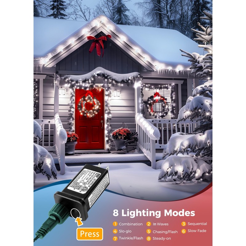 C9 Christmas Lights Outdoor, 114 Feet 150 LED C9 String