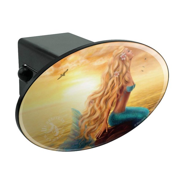 I Believe in Mermaids Tropical Beach Ocean Oval Tow Trailer Hitch Cover Plug Insert