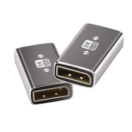 8K DisplayPort (DP) Coupler Adapter 2 Pack, DisplayPort (DP) 1.4 Female to Female Aluminum Alloy Shell Extender Connector, Supports 8K@60Hz, 4K@144Hz, 4K@120Hz,2K for HDTV, Monitors, Laptop, Projector