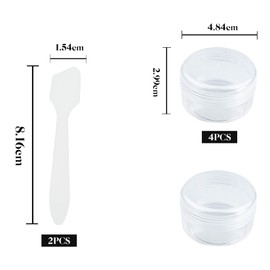 Small Travel Sample Pots with Lids 4Pcs 30ml Travel Jars for Toiletries and 2 Mini Spatulas Refillable Travel Cosmetic Containers for Creams Lotion Nail Art Glitter Jewelleries, Transparent