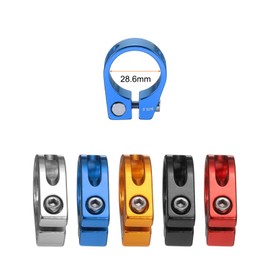 HARFINGTON Bike Seat Post Clamp 28.6mm Bike Clip Aluminum Alloy Bicycle Locking Seat Post Ring with M4 Hex Screw for 25.4mm Bicycle Mountain Bike Road Bike Post Tube, Blue