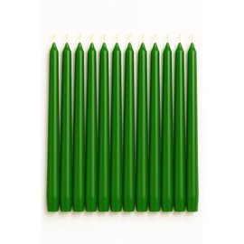 Dinil Green Taper Candles – 10 Inch Tapered Candles Set of 12 – Unscented Taper Candles – Decorative Long Candlesticks for Decoration, Festival, Dinner, Party – Long Burning Time – Green