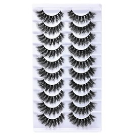 FARRED Eyelashes 8-14mm Short Lashes Cat Eye Wispy Lashes Faux Mink Lash 8D Fluffy Eyelash 10 Pairs Pack
