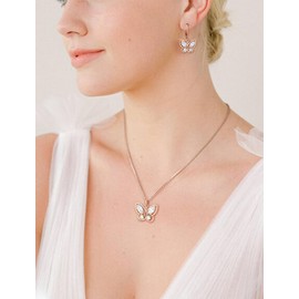 STARCHENIE Butterfly Pendant Necklace for Women 925 Sterling Silver Rose Gold Jewelry Gifts