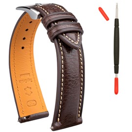 Gomvadr Leather Watch Strap Vegetable Tanned Top Grain Leather Strap, 16 18 19 20 21 22 mm Quick Release Replacement Straps, 20mm, Leather, No Gemstone