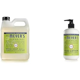 Mrs. Meyer's Lemon Verbena Hand Soap Refill (33 oz) and Hand Lotion (12 oz) Bundle, Biodegradable and Cruelty Free