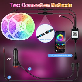 Destlife 2 Pack RV Awning Lights, 40FT 12V LED Light Strip, RV Outdoor Lights, Camper Light for Motorhome Travel Trailers Food Trucks, Underglow Light Kit(RGB)