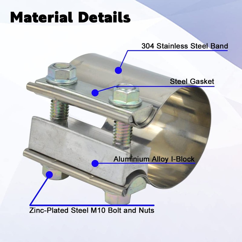 Elifecenter ID 2-1/2 Inch Lap Joint Butt Exhaust Clamp, Stainless