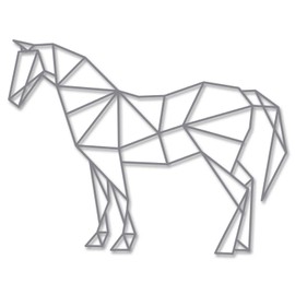 GRAVURZEILE 3D Wooden Origami Decoration - Horse Design - Modern Wall Decoration in Various Colours and Sizes - Colour: Grey, Size: L (32.0 x 25.5 cm)