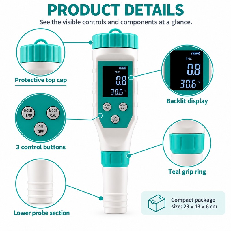 7-in-1 Digital Pool Water Tester – Professional pH, Chlorine, ORP,