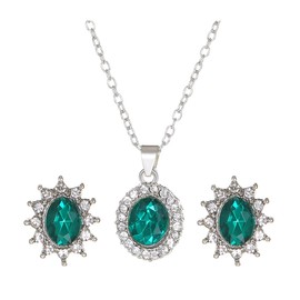 FDEETY Jewellery Set Women's Vintage Necklace Earrings Set with Rhinestone Princess Jewellery Set Gift for Birthday