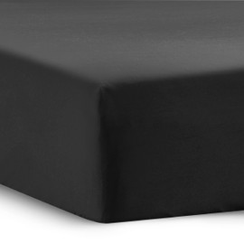 Bedsure King Size Fitted Sheets - Bed Sheets Extra Deep Pocket 16 Inches (40 cm), Soft Brushed Polyester Microfiber Material for King Size Bed, Black, 150x200cm