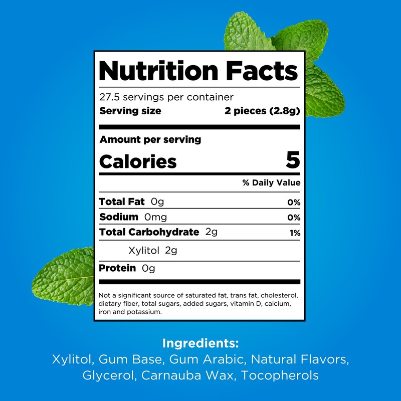 PUR Peppermint Sugar Free Chewing Gum 9 Count Pack Aspartame