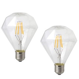 Qixivcom 4W LED Retro Edison Bulbs Dimmable Filament Light Bulb D95 Diamond Shape Decorative Vintage Edison Bulb E26/E27 2700K Warm White LED Bulb for Bedroom Living Room, 2 Pack