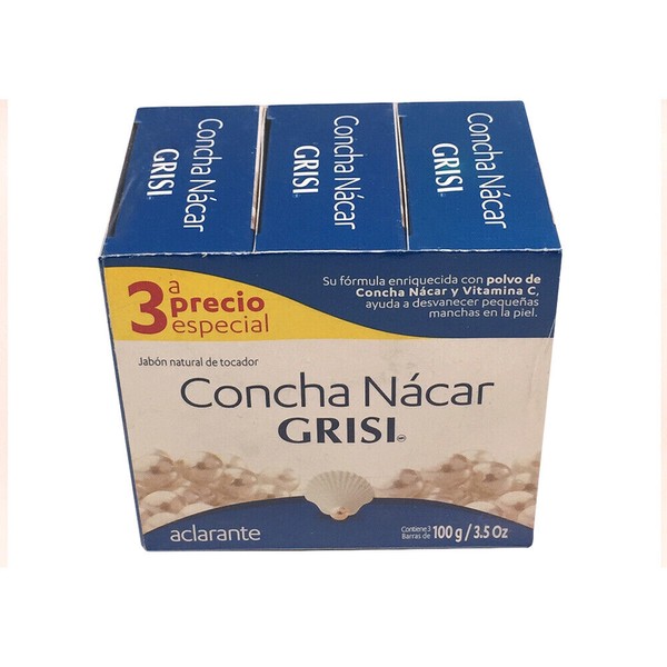 Grisi Concha Nacar Soap. Blanqueador de Piel/Skin Brightening. 3.5 oz, Tripack