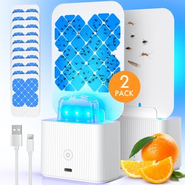 Fruit Fly Traps for Indoors, (2 Device + 10 Refills) 2 in 1 Rechargeable & Portable Flying Insect Trap, Fly Trap Indoor Gnat Traps for House Indoor for Fruit Flies, Gnats, Moths for Home Kitchen