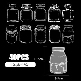 82PCS Transparent Dried Flower Bookmarks, Clear Pressed Flower Bookmark Making Kit, Large Size Bottle Shaped Book Marks Stickers with Tassels Tweezer Hole Punch, DIY Plant Book Maker for Women Kids