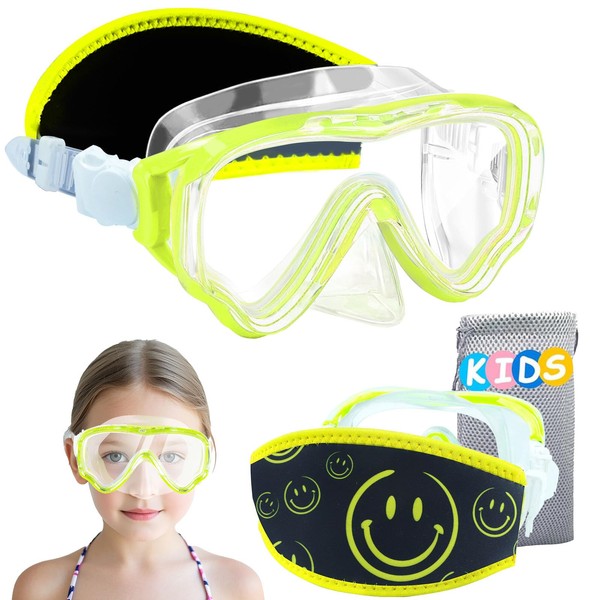 Vvinca Kids Swim Goggles with Nose Cover, Fabric Strap Swimming