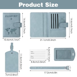 MBAIYO Passport Cover Holder and Luggage Tag Set, RFID Blocking Passport Wallet Case PU Leather Travel Accessories Essentials for Women and Men(Pink)