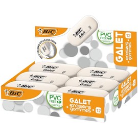 BIC Radierer Galet aus synthetischem Kautschuk, 58 x 28 x 13 mm, Displaybox à 12 Stück