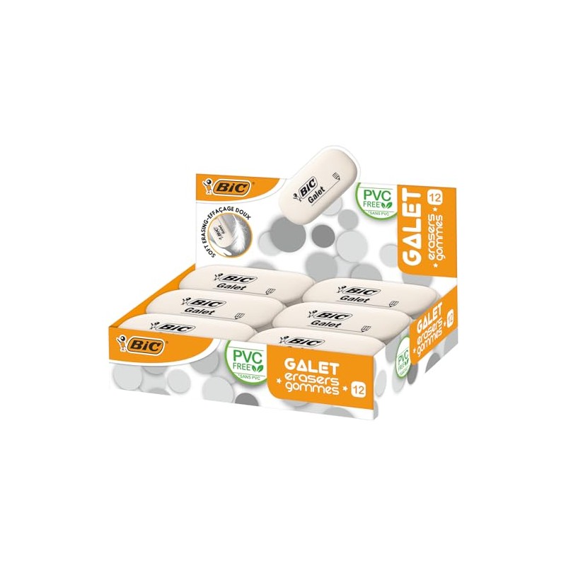 BIC Radierer Galet aus synthetischem Kautschuk, 58 x 28 x