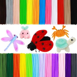 AIZANYU 1200pcs Pipe Cleaners Bulk. 24-Color Chenille Stems for Craft. Art Supplies for Flowers. Flower Making Manual Included