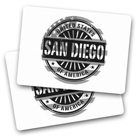 2 x 7.5cm Rectangle Vinyl Stickers San Diego USA American Flag Stamp 40526
