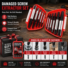 Damaged Screw Extractor Set for Repair Jobs – Carbon Steel Easy-Out Drill Bit Kit for Broken Screws & Bolts